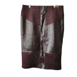 Marc New York Brown Faux Leather Pencil Skirt Women's Size M Preppy Office